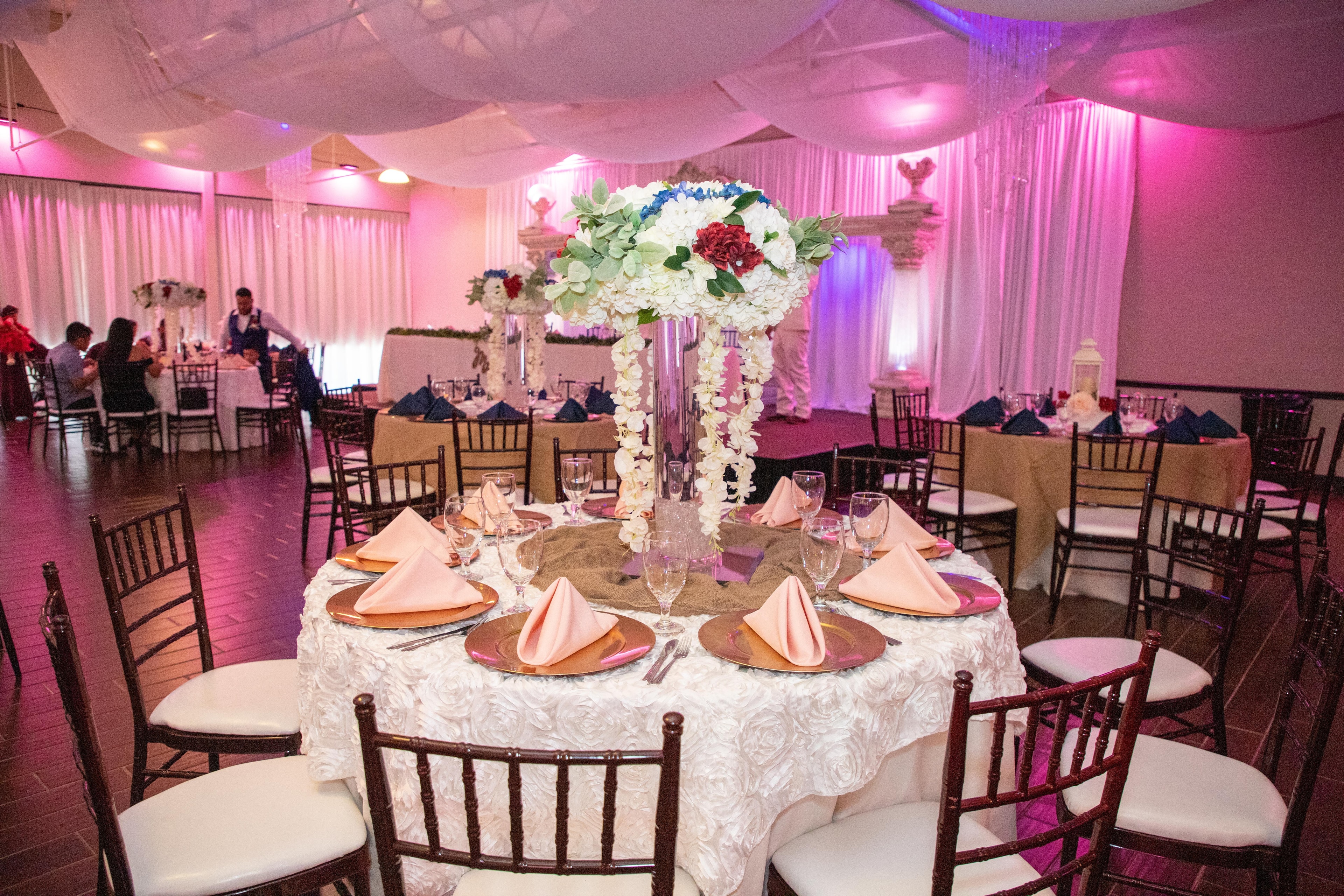 Wedding venue with romantic lighting